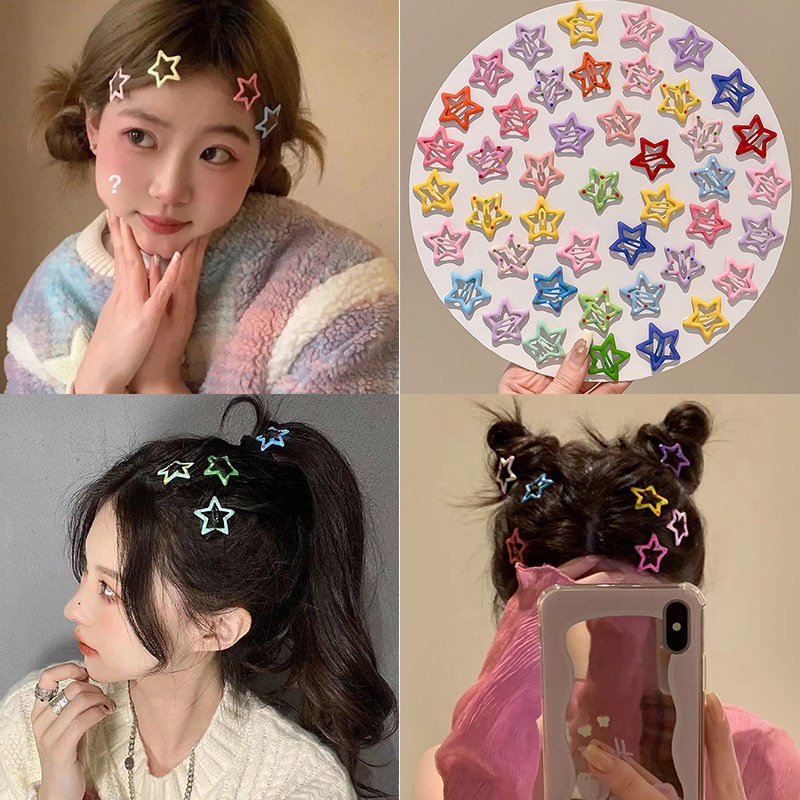 10Pcs/Set Candy Color Star Hair Clip Fashion Girls Bangs Clip Hair Accessories