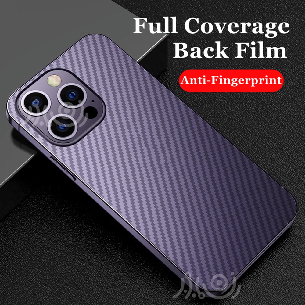 3pcs Film Penutup Belakang Untuk Iphone11 12 13 14 Pro Max 14Plus iPhone Xs Max Xr X7+ 8plus Film Pelindung Belakang Tekstur Serat Karbon