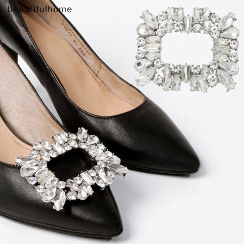 {beautifulhome} Women Shoes Clips DIY Sepatu Ch Perhiasan Sepatu Rhinestones Kristal Dekorasi.