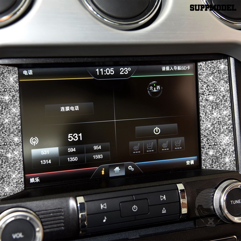 [SM]2Pcs Stiker Kontrol Tengah Berkilau Anti Gores Perekat Diri Kuat Lengket Shiny Interior Trim Mobil Central Control Panel Stickers Untuk 15-20 Ford Mustang