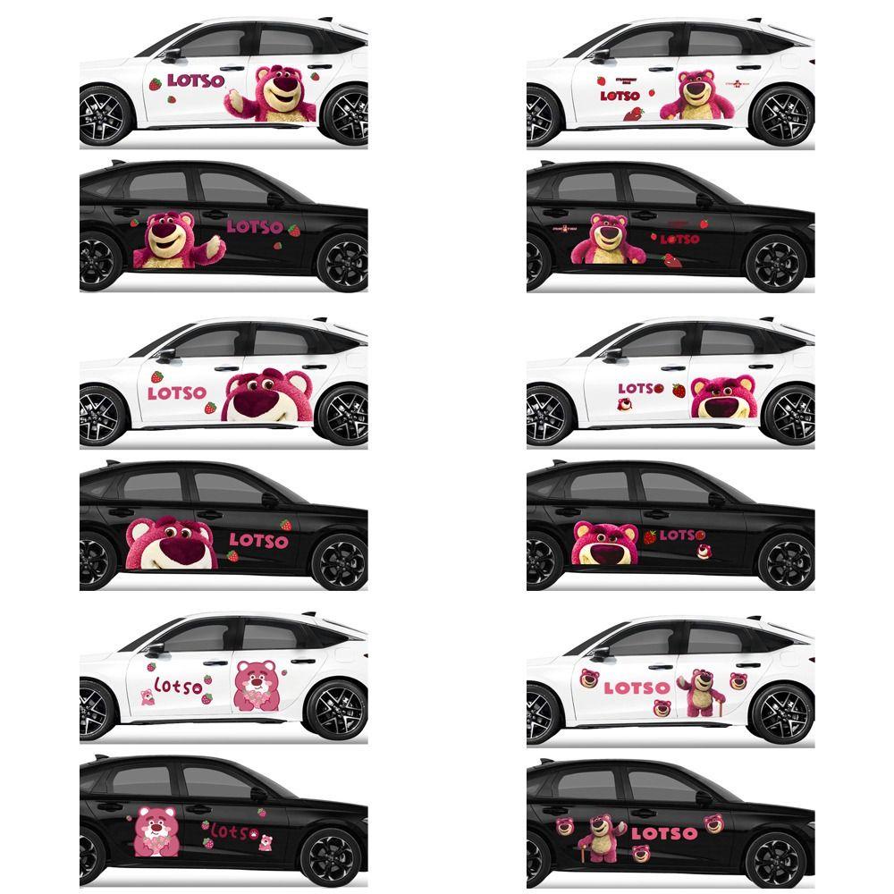 Lanfy Strawberry Bear Stiker Mobil Dekorasi Kartun Aksesoris Gadget Mobil Strawberry Bear Manyo Self Adhesive Strawberry Bear Car Decals Untuk Styling Mobil