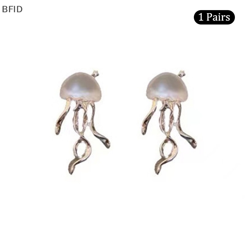 [BFID] 1pasang Korea Style Indah Deep-Sea Jellyfish Stud Earrings Fashion Anting Transparan Kristal Frosted Untuk Wanita Perhiasan Hadiah [ID]