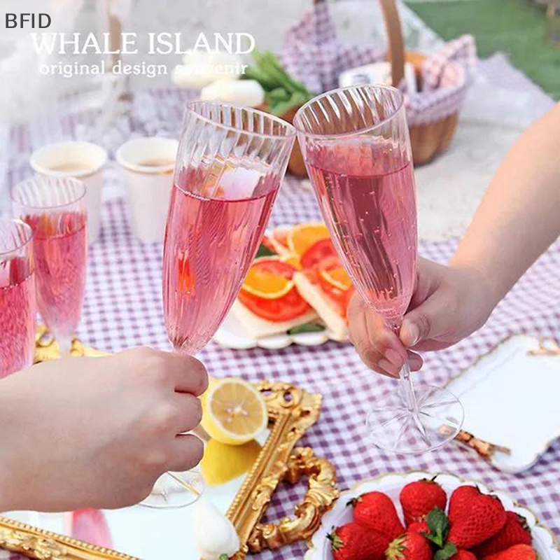 [BFID] Gelas Wine Merah Champagne Flutes Gelas Champagne Plastik Goblet Bening Sekali Pakai [ID]