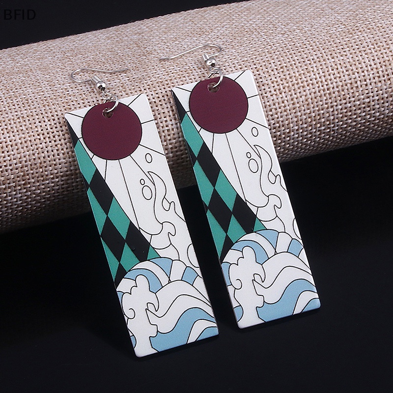 [BFID] Anting Klip Fashion Untuk Pria Demon Slayer Kimetsu no Yaiba Kamado Tanjirou Klip Telinga Akrilik Wanita Cosplay Earrings Perhiasan [ID]