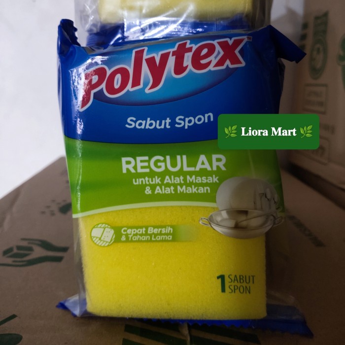 POLYTEX SABUT SPON REGULAR/Sponge cuci piring hijau kuning politex