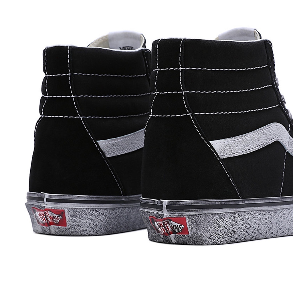 SEPATU VANS OFF THE WALL | SK8 HI STRESSED BLACK WHITE