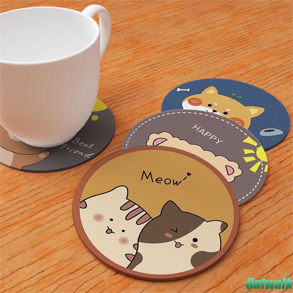 ღ Kartun Tikar Insulasi Panas Cute Diatom Lumpur Coaster Tikar Meja Makan Anti Panas Ins Alat Peraga Berpose Sederhana Anti-slip Alas Mouse Aksesoris Dapur