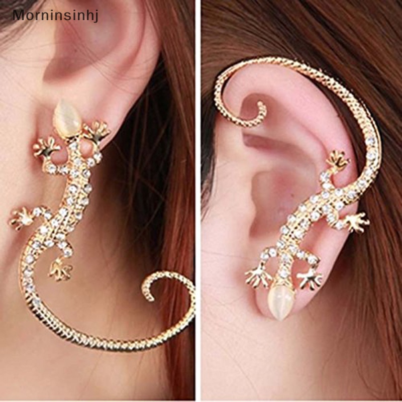 Mornin Fashion Kristal Berlian Imitasi Ear Cuff Earrings Anting Tusuk Tokek 1pc id