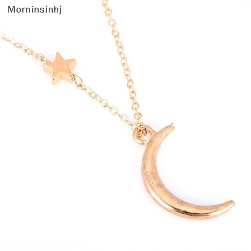 Mornin Bulan Bintang Liontin Kalung Choker Kalung Emas Perak Rantai Panjang Wanita Perhiasan id