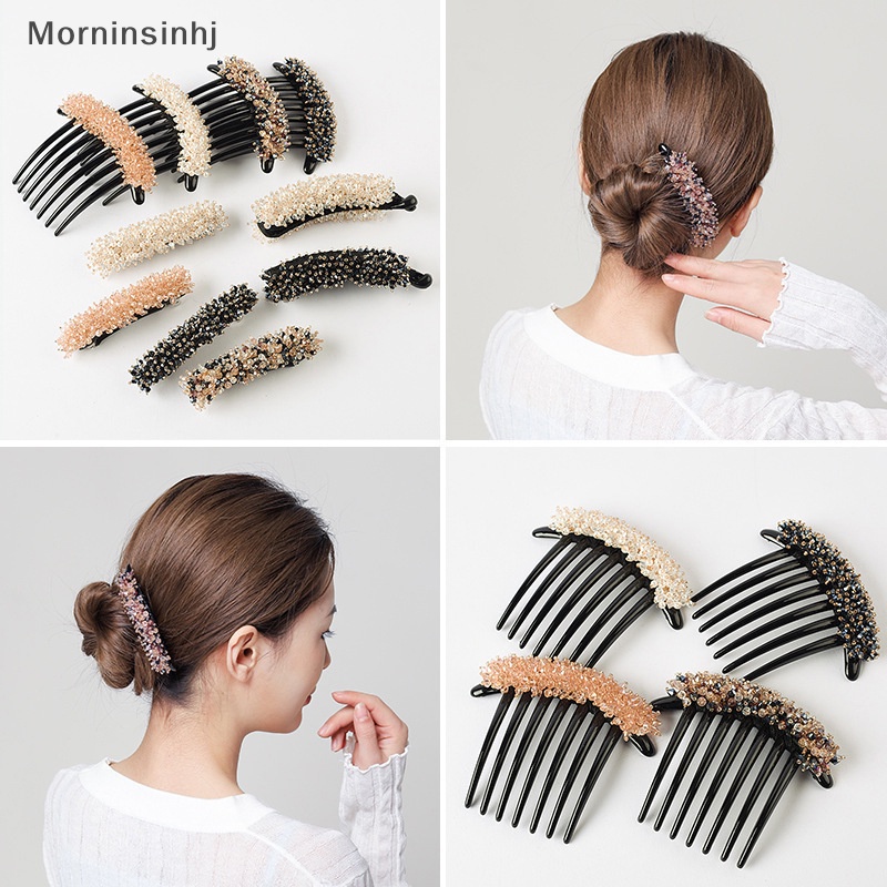 Mornin Elegan Aksesoris Rambut Wanita Sisir Rambut Warna Manik-Manik Kristal Rambut Klip Jepit Lady Bride Pesta Pernikahan Hiasan Kepala Headwear id