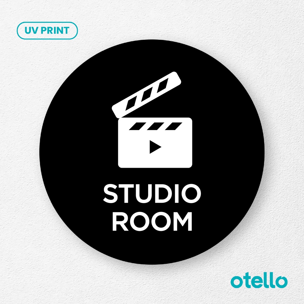 Studio Room Signage Board Akrilik Tempel Dinding Papan Acrylic Sign Board Signage Tempel Dinding Tulisan Label Tanda Petunjuk Rambu Aklirik UV Print