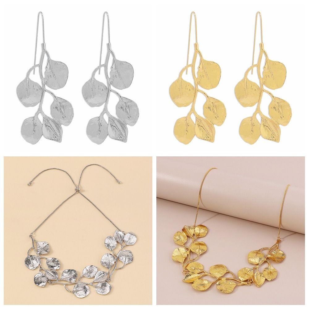 Mxbeauty Berlebihan Drop Anting Kepribadian Halus Ukuran Besar Liontin Daun Perhiasan Fashion Gadis Choker Gadis Menjuntai Anting Untuk Hadiah Gadis