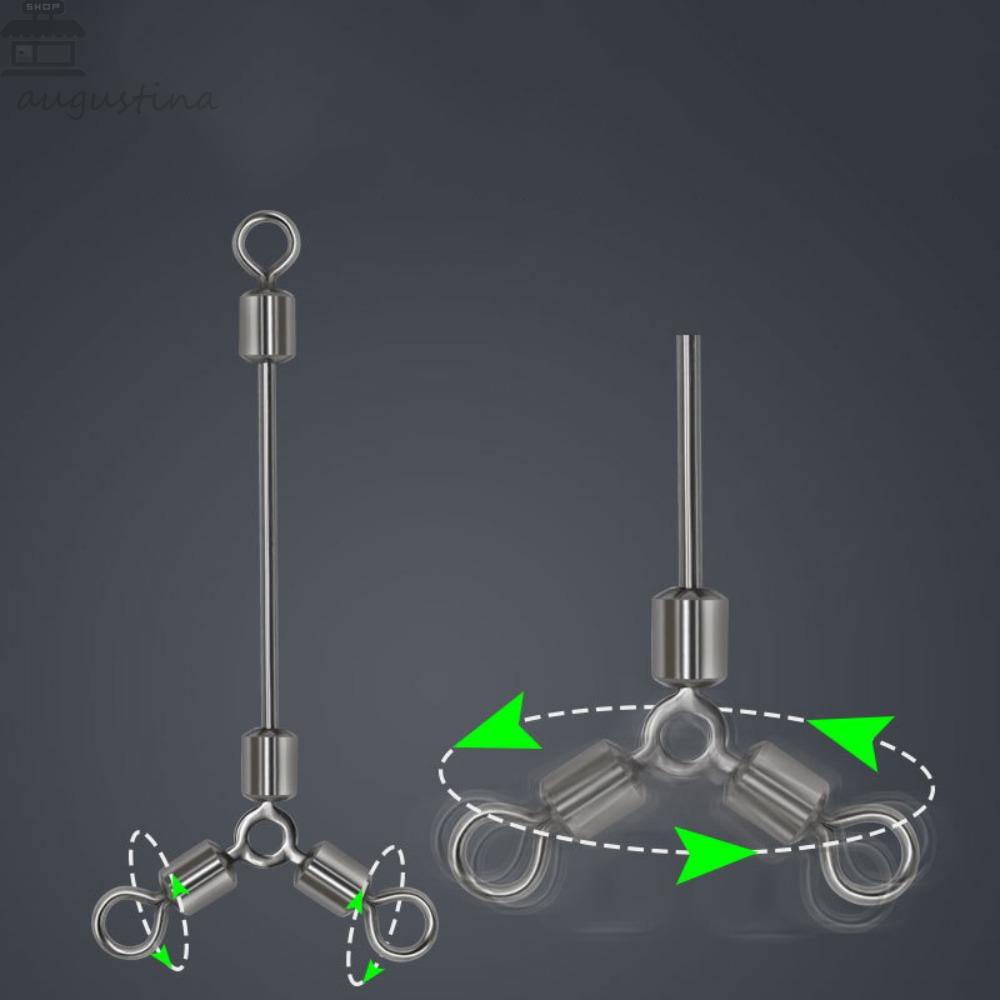AUGUSTINA Augustina Memancing Barel Putar Aksesoris Memancing 3 Arah 8bentuk Berputar Cincin Memancing Konektor Memancing Barel Putar Konektor Kaki Panjang Long Leg Fishing Swivels