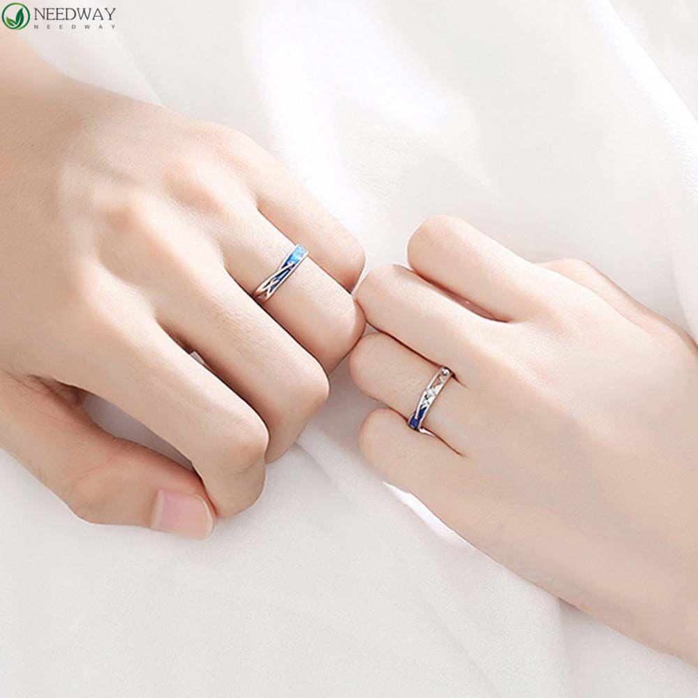 NEEDWAY Cincin Hujan Meteor Pesona Fashion Perhiasan Jari Perak Antik Rhishtone Hadiah Hari Valentine Gaya Korea Cincin Terbuka