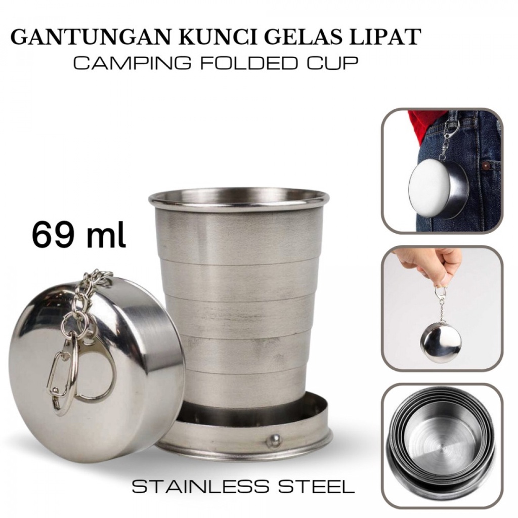 Gantungan Kunci Gelas Lipat Camping Folded Cup 69 ml