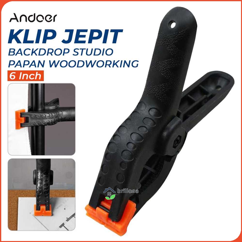 Andoer Klip Jepit Backdrop Studio Fotografi Woodworking 6 Inch - PB-A06