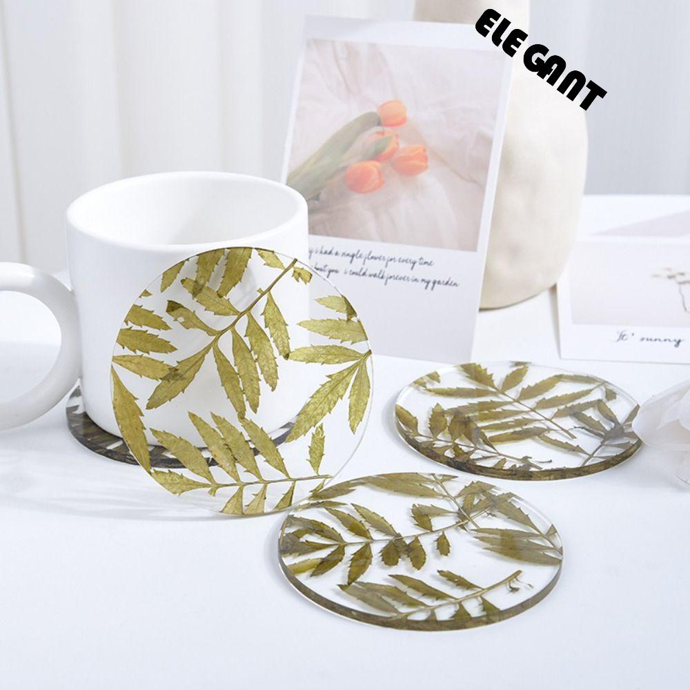 【 ELEGANT 】 Cup Coaster 1pcs Tatakan Gelas Handmade Akrilik Kreatif Tanaman Tebal