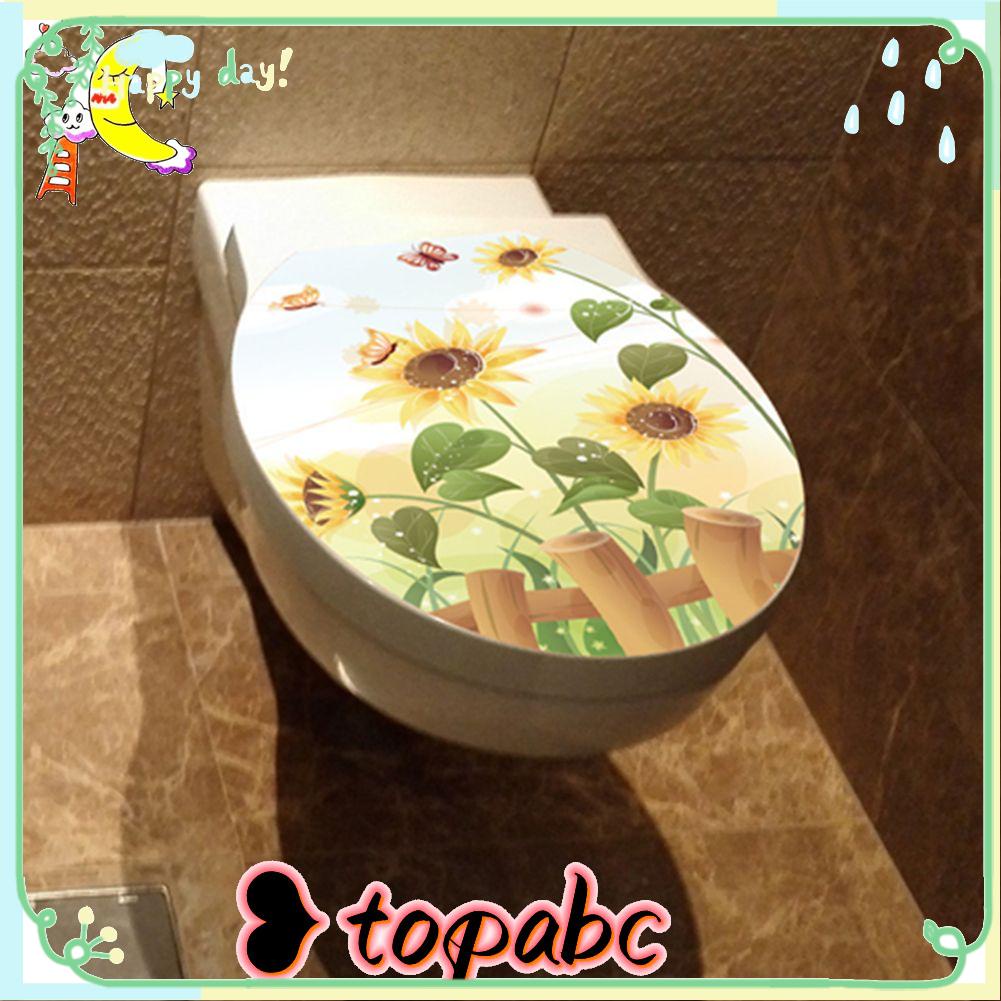 TOP Bunga Matahari Toilet Stiker Mural Art Decals Art Decal Kamar Mandi Toilet Tutup Dekorasi Tk Stiker Dekoratif Stiker Dinding