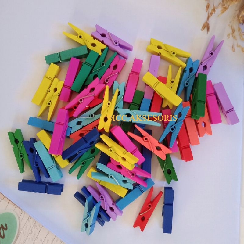 1PCS PENJEPIT FOTO / Wooden Clip Warna Warni, / jepitankayu/ Penjepit Foto polaroid woodenclipwarna rainbow