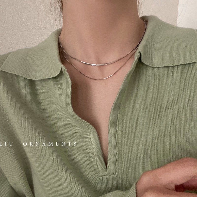 Desain High-end Rasa Kalung Rantai Tulang Ular Gaya Baru Perempuan Cahaya Mewah Niche Klavikula Rantai Kalung Pria T