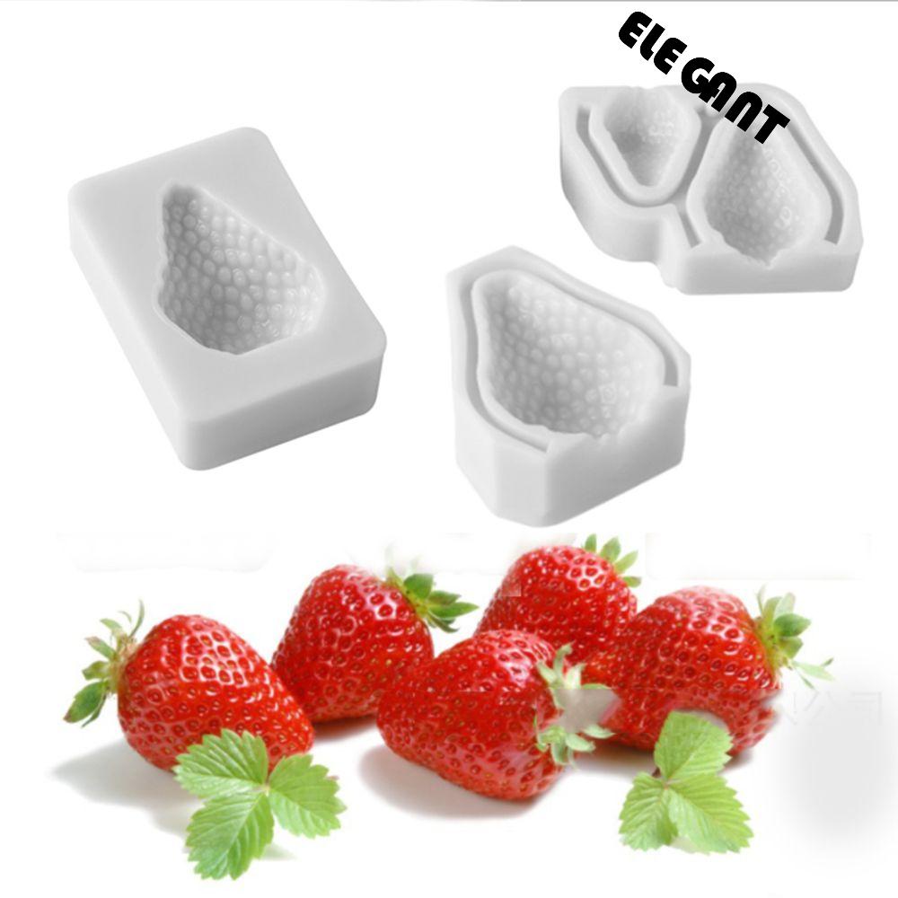 【 ELEGANT 】 3d Strawberry Silicone Pastry Baking Fondant Cetakan Buah Coklat Gula Alat Dekorasi Kue