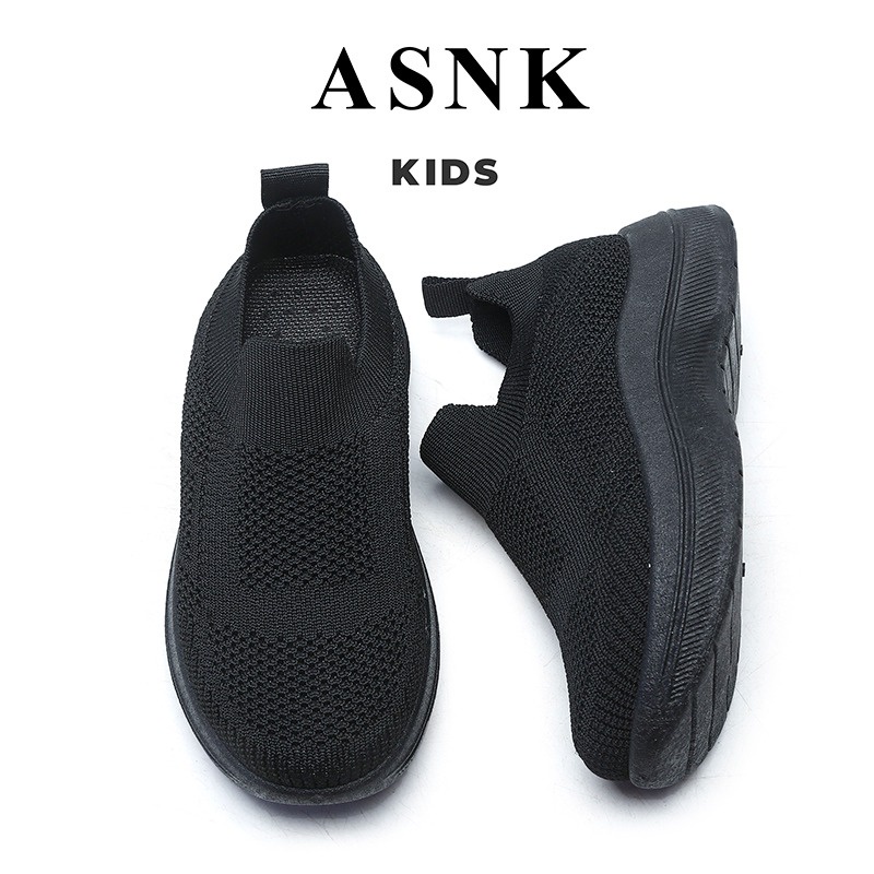 [GROSIR][COD] SEVEN_DAY SEPATU SLIP ON RAJUT ANAK CEWEK COWOK USIA 3-10 THN WM2329 HITAMFULL