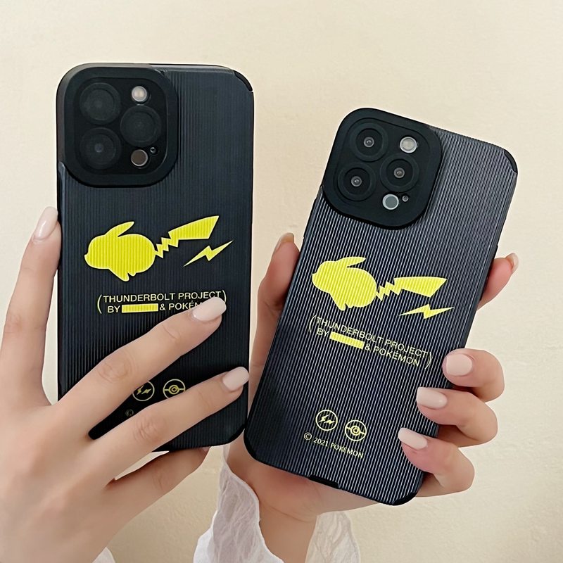 Samsung Leather Softcase Galaxy A21S A12 A32 A01 A03S A11 A12 A20S A50S A30S A51 A71 A52S A53 A73 S20 S10 FE Plus S21 S22 Ultra Cute Black Pikachu Cartoon Men's