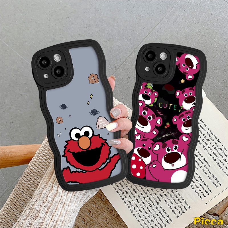 Casing Kartun Sesame Street Untuk Redmi 9T 9A 12C A1 10C 10A 9 10 9C NFC Redmi Note8 11 9 11s 10 10s 9s Pro Max POCO M3 Beruang Strawberry Lucu Manyo Wavy Edge Soft Case