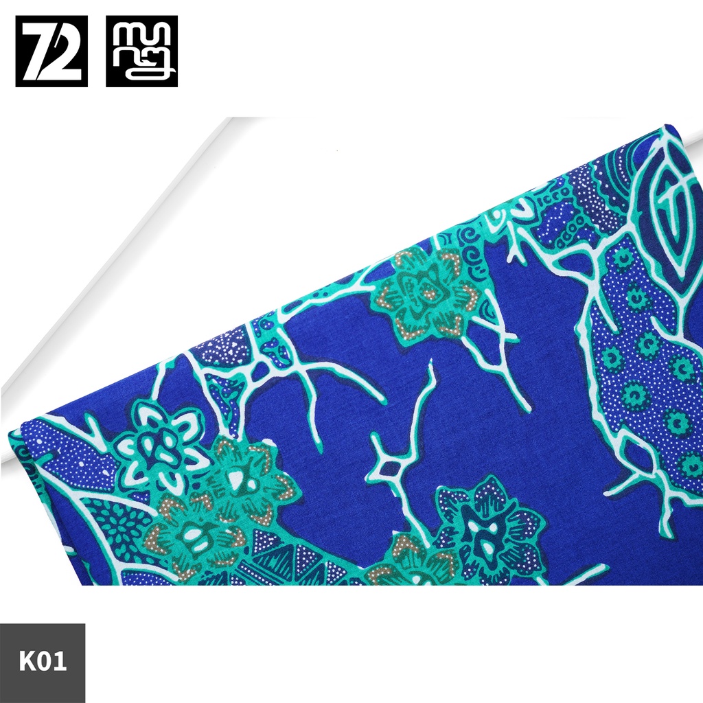 KAIN BATIK KATUN Premium Motif Kembang Warna Biru 723909 Cap 72