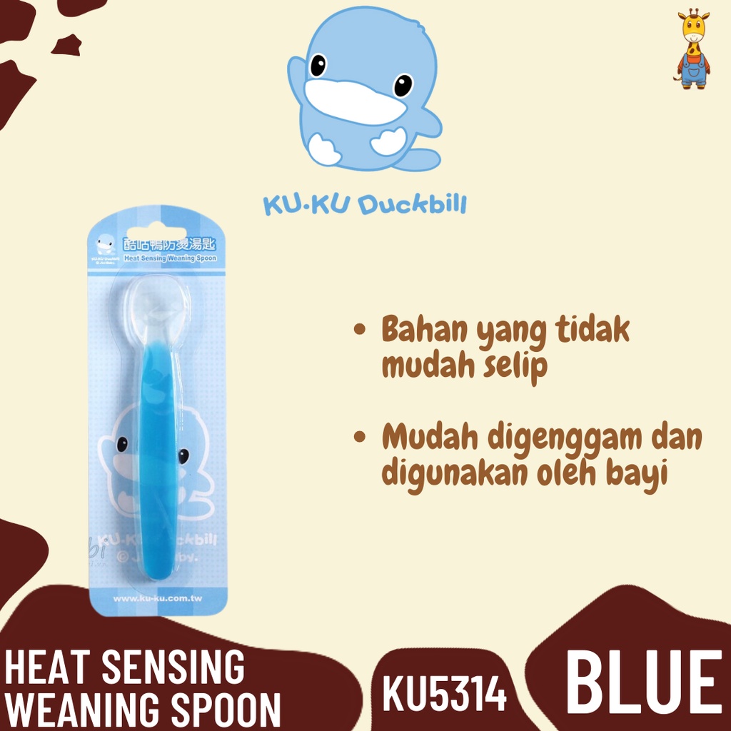 Kuku Duckbill Silicone Spoon KU5314 - Heat Sensing Weaning Spoon - Sendok Bayi