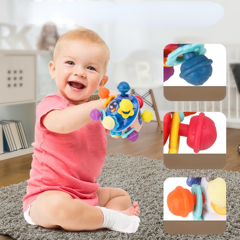 Puzzle Bayi Baru Mainan Menyenangkan Luar Angkasa UFO Baby Grasp Training Tangan Grasp Bola Mainan Hadiah