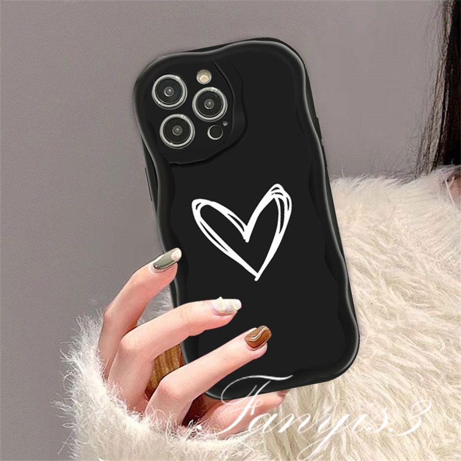 Redmi 12 12C A1 10C 10 10A 9 9A 9C 9T Note 12 12s 11s 10s 11 10 9s 9 Pro Xiaomi Poco X3 X3NFC X3Pro 12 11 Lite Bentuk Hati Sederhana Bergelombang Melengkung Tepi Casing Ponsel TPU Soft Cover