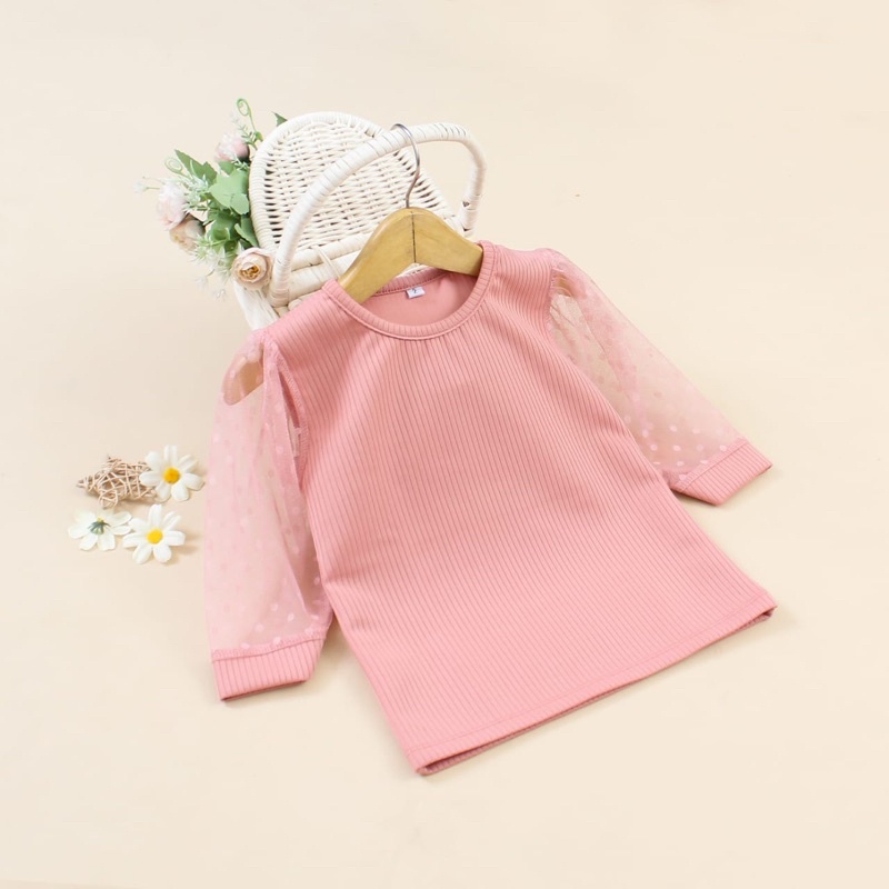 Lissa top kaos tile anak perempuan lucu murah bagus bahan knit