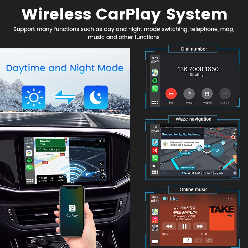 AKN88 - CARLINKIT 4.0 Wired to Wireless Adapter Apple Carplay Android Auto