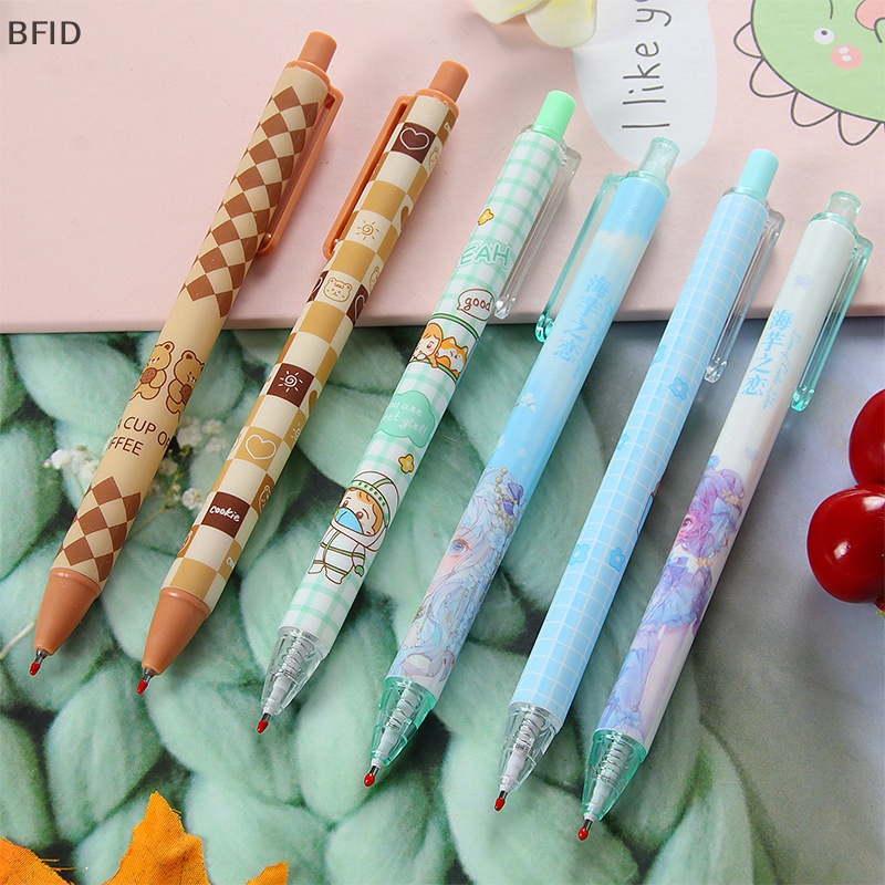 [BFID] 6pcs Kawaii Gel Pen Set Kartun Press Ballpoint Pen Lucu 0.5mm Hitam Tinta Pulpen Untuk Siswa Alat Tulis Kantor Perlengkapan Sekolah [ID]