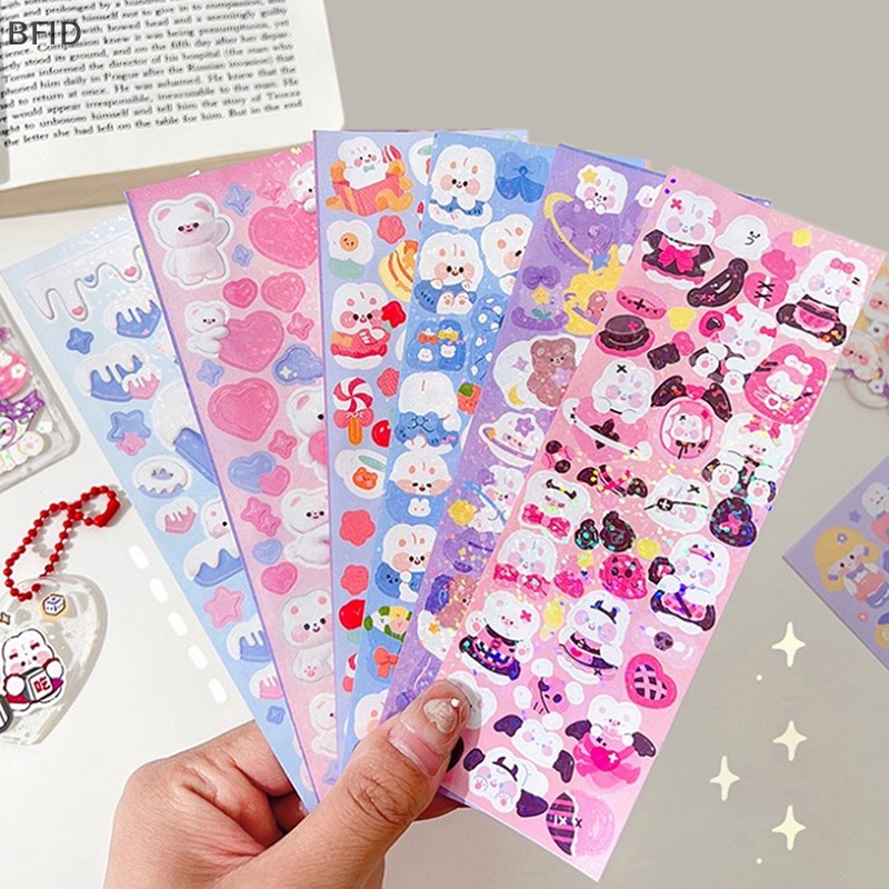 [BFID] 10pcs Shiny Cute Animals Cat Bear Stiker Hias Untuk Scrapbooking DIY Bahan Casing Ponsel Pemandangan [ID]