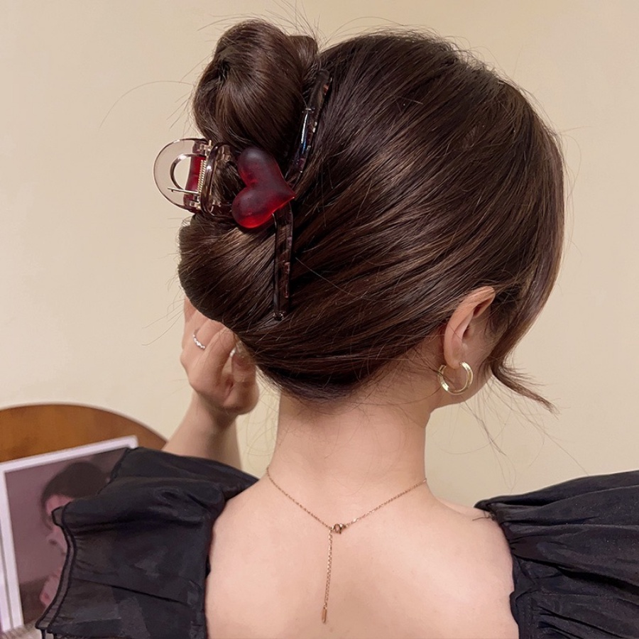 Korean Acrylic Transparent Love Hair Clip Woman Versatile Fashion Hairpin Casual Ponytail Clip Hair Accessories