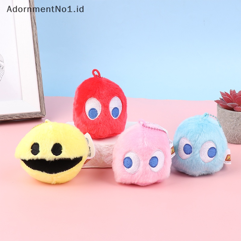 [AdornmentNo1] Kawaii PacMan mewah gantungan kunci lucu ransel liontin boneka Anime lembut Plushie mobil KeyRing tas aksesori untuk mainan anak hadiah