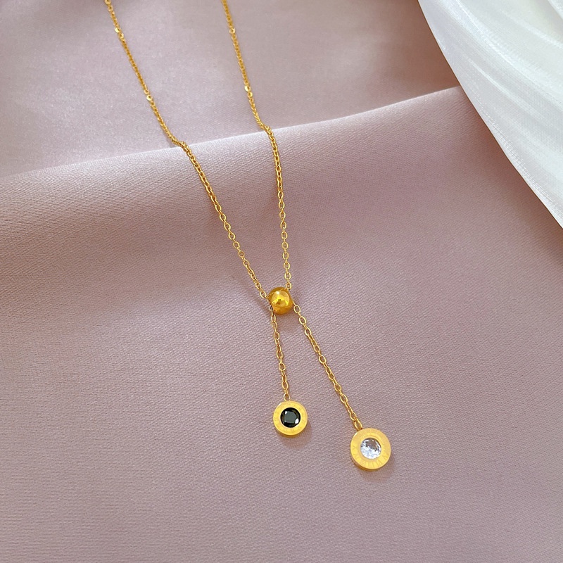 Kalung serut bvl zircon juntai  titanium stainless steel 316L import anti karat harga grosir bisa cod