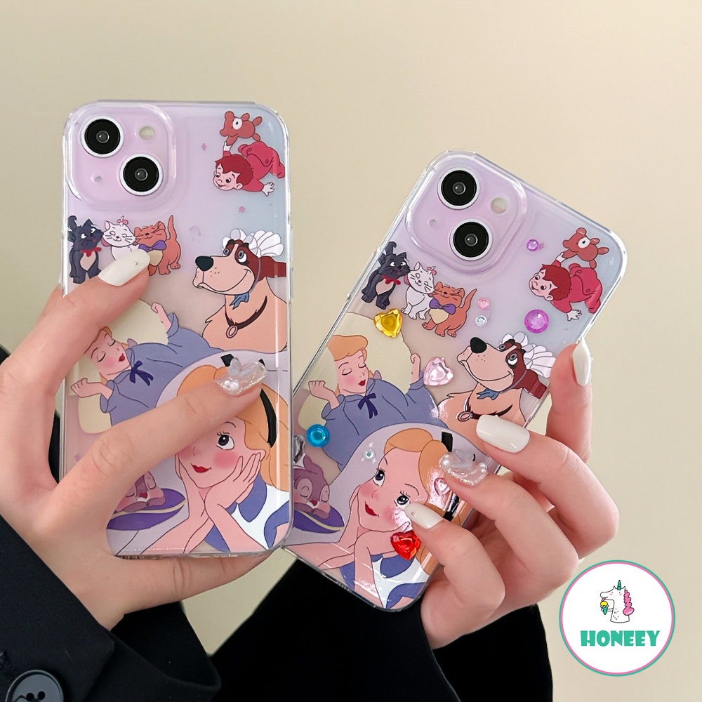 Luxury Cartoon Disney Alice Princess Alice In Wonderlands Phone Case for IPhone 11 13 14 12 Pro Max 14 Pro XR XS 7 8Plus Anti-drop Back Cover