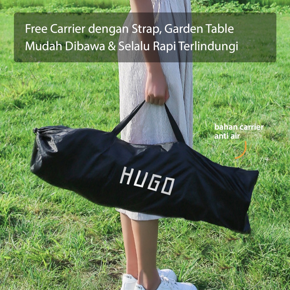 HUGO Meja Lipat Outdoor Meja Camping Portable Serbaguna Bahan Besi