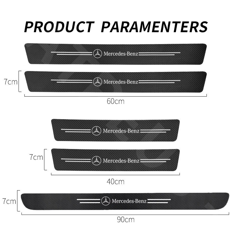 Luminous Stiker Pelindung Pintu Mobil Mercedes Benz Anti Gores Threshold Strips Mobil Stiker Untuk Mercedes Benz EQE W207 W211 W205 W212 W204 W220 W206 W124 W213 W218 W222