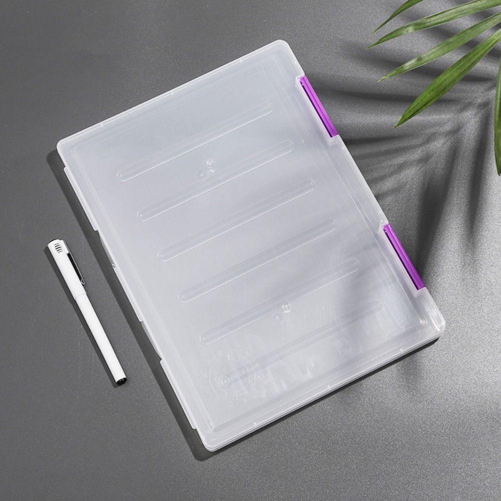 【 ELEGANT 】 Kotak Organizer File A4, Kotak Penyimpanan Desktop Multifungsi, 12warna Tahan Debu Transparan Tahan Air Slim Tempat Dokumen Untuk Kwitansi