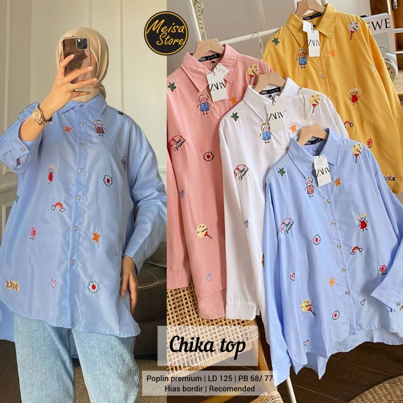 CHIKA TOP KEMEJA BLOUSE ORI MEISA STORE | Ld125 Poplin Premium