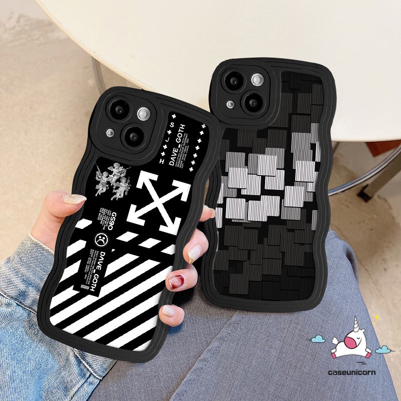 Wavy Edge Soft Case For Redmi 12C 10C 9A 9C 9 10 A2 A1 A2+ 9T A1+ 10A Note 11 8 10 9 Pro 11s 9s 10s Mi 11T Pro POCO X3 M3 NFC Pro Trendy Brand O.F.F-White Art Mosaic lattice Cover