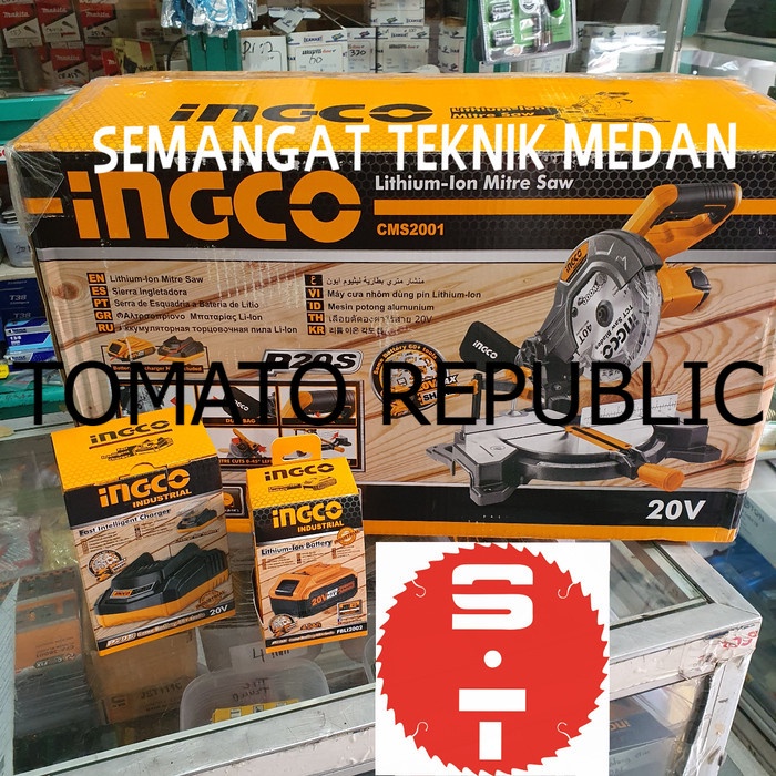 Murah CMS2001 CORDLESS MITER MITRE SAW MITERSAW 8" 20V 4Ah INGCO CMS 2001 JKB562