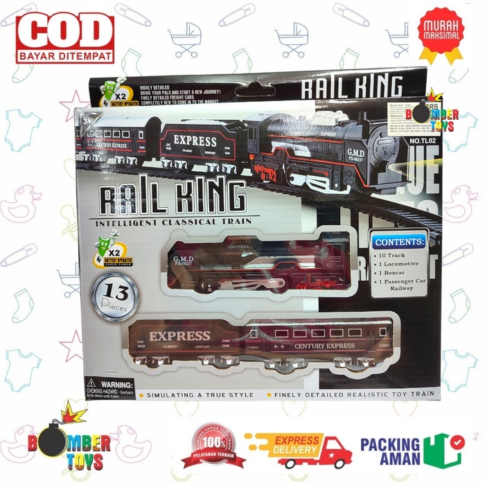 MAINAN ANAK KERETA API RAIL KING 13 PCS CLASSIC TRAIN LOCOMOTIF