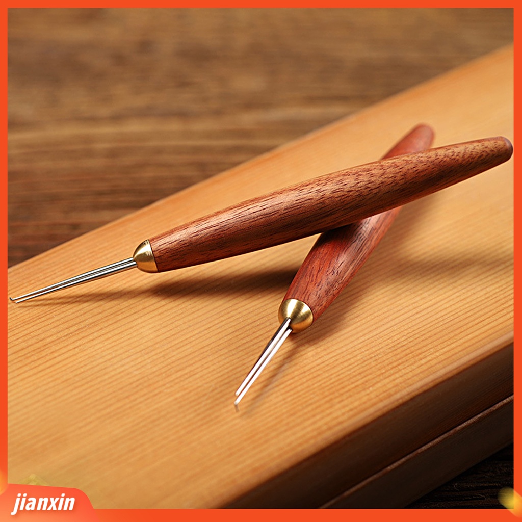 (In Stock) Knot Tying Tool Double Needles Cendana Handle Ujung Tajam Portable Anti-slip Tie Knot Stainless Steel Tippet Strand Knotter Fishing Hook Tie Device Alat Pancing