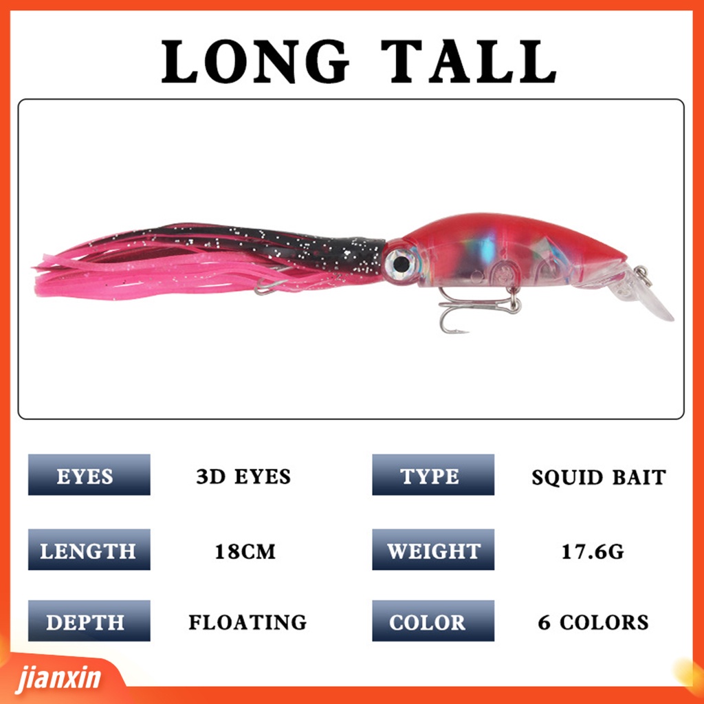 (In Stock) 18cm /17.6g Squid Lure Mengambang Vivid ABS Kekuatan Tinggi Bicyclic Fishing Lure Untuk Air Asin