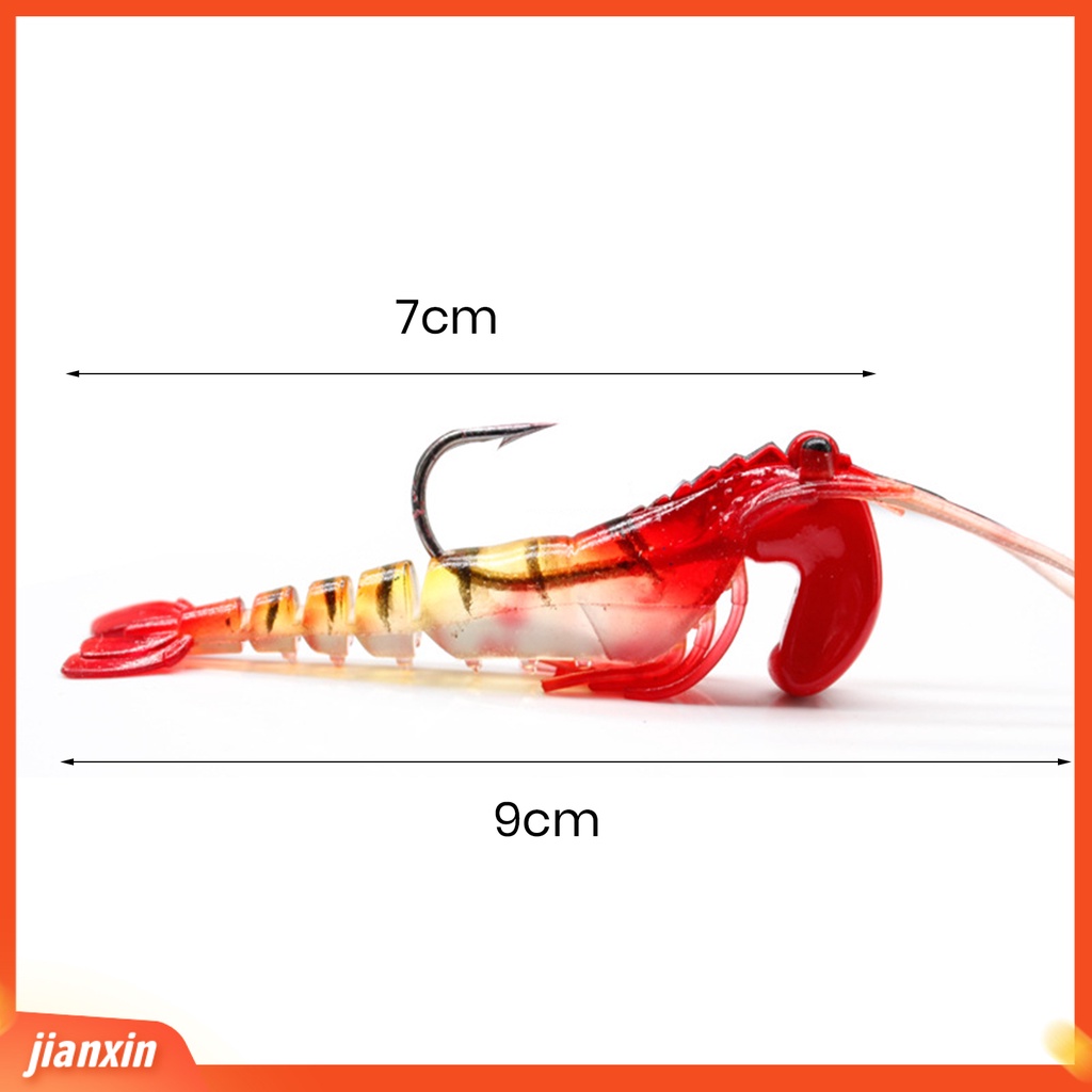 (In Stock) Umpan Udang Tampilan Realistis Warna Cerah Fleksibel Sangat Disimulasikan Dengan Kait Tajam Penembus Mudah Multi-Bagian Umpan Udang Luminous Fishing Lure Perlengkapan Memancing